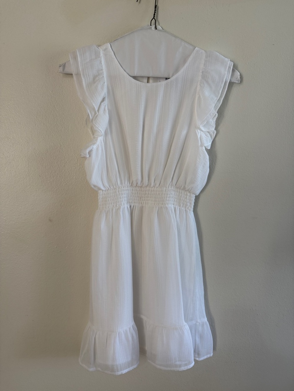 White Ruffled Waist Dress